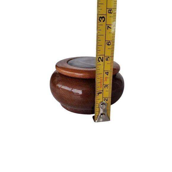 Brazilian Wooden Mini Trinket Ring Box With Lid Handcrafted Cedar & Agate - Picture 10 of 10